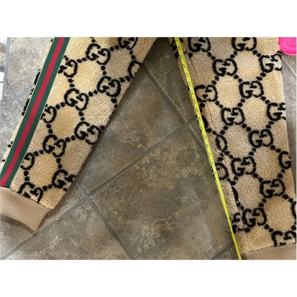 Men's Gucci GG jacquard wool blend fleece jogging pants size large made in Italy